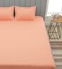 Peach Solid 210 TC 100% Cotton King Sized Bed Sheets with 2 Pillow Covers