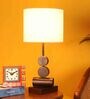 Tao I Wooden Table Lamp with Shallow Drum Shade-Height