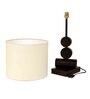 Tao I Wooden Table Lamp with Shallow Drum Shade-Height