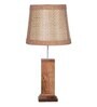 Tapered Saloni  Wood Base Table Lamp with Bamboo Shade (Brown & Beige)