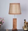 Tapered Saloni  Wood Base Table Lamp with Bamboo Shade (Brown & Beige)