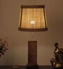 Tapered Saloni  Wood Base Table Lamp with Bamboo Shade (Brown & Beige)