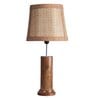 Tapered Saloni Round Base Wood Base Table Lamp with Bamboo Shade (Brown & Beige)