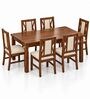 Tarang 6 Seater Dining Set In Provincial Teak Finish With Beige Colour Chair Tarang 6 Seater Dining Set In Provincial Teak Finish With Beige Colour Chair