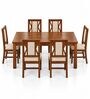 Tarang 6 Seater Dining Set In Provincial Teak Finish With Beige Colour Chair Tarang 6 Seater Dining Set In Provincial Teak Finish With Beige Colour Chair