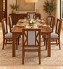 Tarang 6 Seater Dining Set In Provincial Teak Finish With Grey Colour Chair Tarang 6 Seater Dining Set In Provincial Teak Finish With Grey Colour Chair