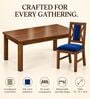 Tarang 6 Seater Dining Set In Provincial Teak Finish With Navy Blue Colour Chair Tarang 6 Seater Dining Set In Provincial Teak Finish With Navy Blue Colour Chair