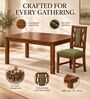 Tarang 6 Seater Dining Set In Provincial Teak Finish With Olive Green Colour Chair Tarang 6 Seater Dining Set In Provincial Teak Finish With Olive Green Colour Chair