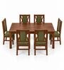 Tarang 6 Seater Dining Set In Provincial Teak Finish With Olive Green Colour Chair Tarang 6 Seater Dining Set In Provincial Teak Finish With Olive Green Colour Chair