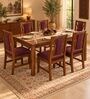 Tarang 6 Seater Dining Set In Provincial Teak Finish With Plum Colour Chair Tarang 6 Seater Dining Set In Provincial Teak Finish With Plum Colour Chair