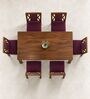 Tarang 6 Seater Dining Set In Provincial Teak Finish With Plum Colour Chair Tarang 6 Seater Dining Set In Provincial Teak Finish With Plum Colour Chair