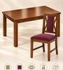 Tarang 6 Seater Dining Set In Provincial Teak Finish With Plum Colour Chair Tarang 6 Seater Dining Set In Provincial Teak Finish With Plum Colour Chair