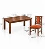 Tarang 6 Seater Dining Set In Provincial Teak Finish With Terracotta Orange Colour Chair Tarang 6 Seater Dining Set In Provincial Teak Finish With Terracotta Orange Colour Chair