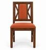 Tarang 6 Seater Dining Set In Provincial Teak Finish With Terracotta Orange Colour Chair Tarang 6 Seater Dining Set In Provincial Teak Finish With Terracotta Orange Colour Chair