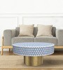Targua Bone Inlay Coffee Table in White & Blue Finish