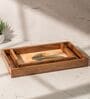 Set of 2 Taruni Serving Tray Set Acacia Wood Trays with Raised Edges