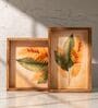 Set of 2 Taruni Serving Tray Set Acacia Wood Trays with Raised Edges