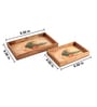 Set of 2 Taruni Serving Tray Set Acacia Wood Trays with Raised Edges