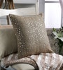 Tasar Brown Silk 16 x 16 Inch Sequin Cushion Cover