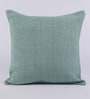 Tasar Turquoise Pure Silk 16 x 16 Inch Coconut Buttoned Cushion Cover