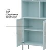 Tatva Multi-Purpose Metal Bookshelf with Open Display Shelves Fluted Glass Door Storage and Metal Frame