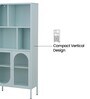 Tatva Multi-Purpose Metal Bookshelf with Open Display Shelves Fluted Glass Door Storage and Metal Frame