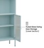 Tatva Multi-Purpose Metal Bookshelf with Open Display Shelves Fluted Glass Door Storage and Metal Frame