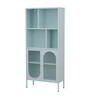 Tatva Multi-Purpose Metal Bookshelf with Open Display Shelves Fluted Glass Door Storage and Metal Frame