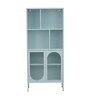 Tatva Multi-Purpose Metal Bookshelf with Open Display Shelves Fluted Glass Door Storage and Metal Frame