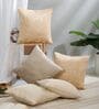 Taupe, Beige and Warm Grey Polyester Jacquard 16x16 inches Cushion Cover Set of 5