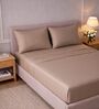 Taupe 400TC  Solid Embroidery Superking Bedsheet with 2 Pillow Covers