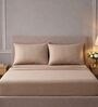 Taupe 400TC  Solid Embroidery Superking Bedsheet with 2 Pillow Covers