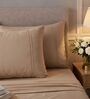 Taupe 400TC  Solid Embroidery Superking Bedsheet with 2 Pillow Covers