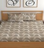 Taupe 200 TC Abstract Cotton Fitted Double Bedsheet 2 Pillow covers