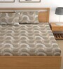 Taupe 200 TC Abstract Cotton Fitted Double Bedsheet 2 Pillow covers