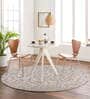 Taupe Abstract Wool Round Hand Tufted Carpet