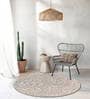 Taupe Abstract Wool Round Hand Tufted Carpet