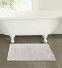 Taupe and White Polyester Machine Made 60x40 cm Bath Mat