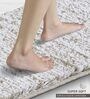 Taupe and White Polyester Machine Made 60x40 cm Bath Mat