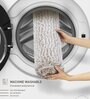 Taupe and White Polyester Machine Made 60x40 cm Bath Mat
