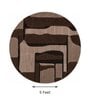 Brown Abstract Woolen 60 x 60 Inches Hand Tufted Rug