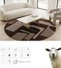 Brown Abstract Woolen 72 x 72 Inches Hand Tufted Rug