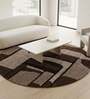 Brown Abstract Woolen 72 x 72 Inches Hand Tufted Rug