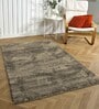 Blue Solid Microfibre 4 ft x 6 ft Machine Made Carpet