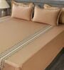 Taupe Mist 300TC 100% Cotton Solids Flat Embroidered Super King Bedsheet With 2 Pillow Covers