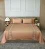 Taupe Mist 300TC 100% Cotton Solids Flat Embroidered Super King Bedsheet With 2 Pillow Covers