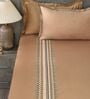 Taupe Mist 300TC 100% Cotton Solids Flat Embroidered Super King Bedsheet With 2 Pillow Covers