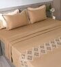 Taupe Mist 300TC 100% Cotton Solid Flat Embroidered Super King Bedsheet With 2 Pillow Covers