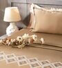 Taupe Mist 300TC 100% Cotton Solid Flat Embroidered Super King Bedsheet With 2 Pillow Covers