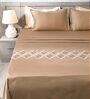 Taupe Mist 300TC 100% Cotton Solid Flat Embroidered Super King Bedsheet With 2 Pillow Covers